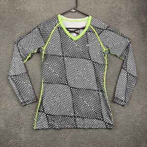 Nike‎ Pro Dri Fit Fitted Long Sleeve Athletic Top Women's Geometric Print XS